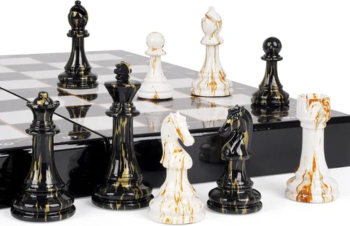 Miniatura 5 de Juego de ajedrez grande de 15 pulgadas para adultos con piezas de ajedrez acrílicas con peso, Rey de 3.5 pulgadas y tablero de ajedrez de madera