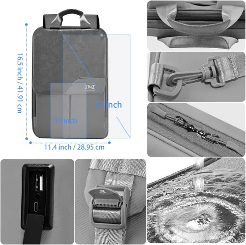 Miniatura 5 de ZINZ Mochila delgada y expandible para laptop de 15.6, 16, 17 pulgadas, mochila de viaje de negocios, resistente al agua, para hombres y mujeres