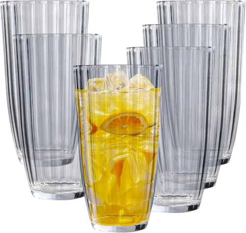 Miniatura 12 de Vasos de plástico acrílico transparente Highball Vasos de plástico reutilizables de 15 onzas (juego de 6) Apilables Vasos sin BPA
