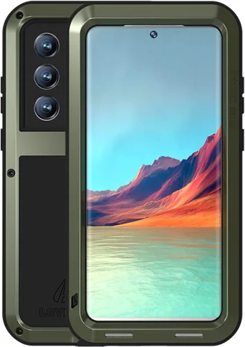 LOVE MEI Funda militar resistente para Samsung Galaxy S22 Ultra, sin protector de pantalla de vidrio templado, a prueba de golpes, a prueba de Verde