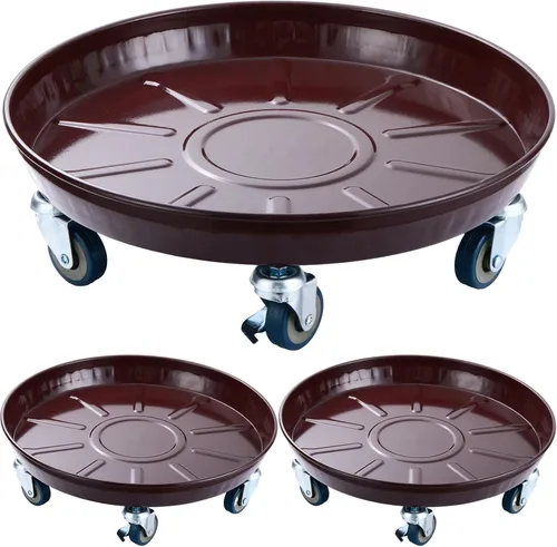 Miniatura 7 de Planterhoma 3 paquetes de 13 pulgadas de metal para plantas con ruedas, soporte rodante grande para plantas de hierro resistente, ruedas
