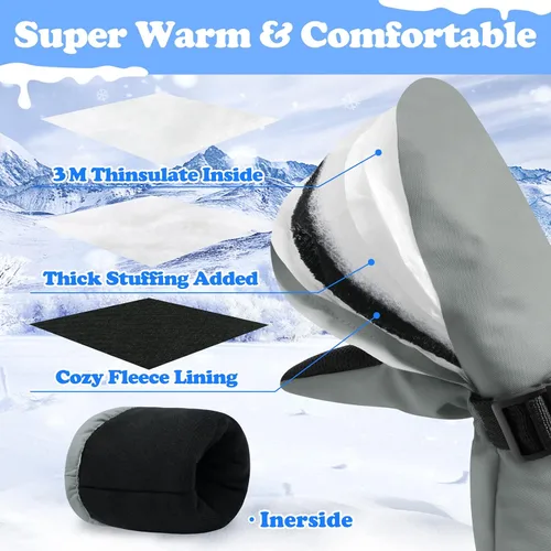 Miniatura 21 de Sarfel Manoplas para niños pequeños, guantes impermeables de nieve y esquí para niños, guantes de invierno para bebés con Thinsulate