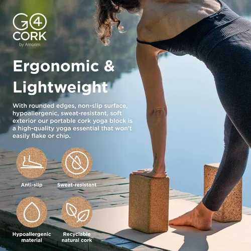 Miniatura 3 de Go4Cork Cork Yoga Block Non-Toxic, Alternative To Foam Yoga Blocks Odorless, Soft, Non-Slip, Workout & Exercise Yogi Gift Accessories Men &