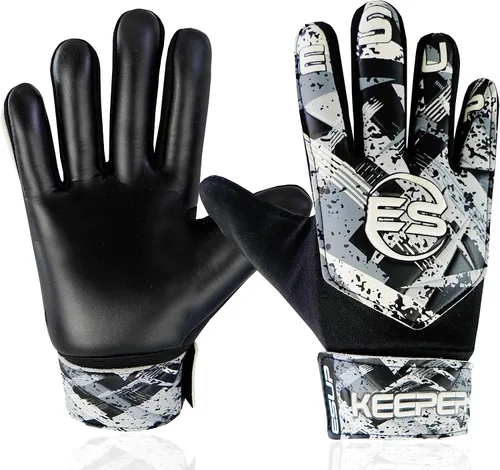 Guantes de portero de fútbol para niños, jóvenes y adultos, guantes de portero de fútbol con doble protección para la muñeca y látex de 0.157 Negro