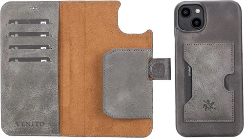 Miniatura 35 de Venito Florence - Funda de piel compatible con Samsung Galaxy S9, extra segura con bloqueo RFID, cartera desmontable para teléfono (gris decolorado)