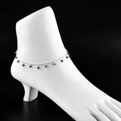 Miniatura 53 de Yanara Tobilleras de piedras preciosas para mujer, piedra natal natural, chapada en plata, joyería hecha a mano en 8.5 + 1.5 pulgadas, cristales