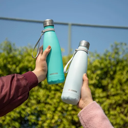 Miniatura 2 de koodee Botella de agua aislada (paquete de 2) botella de agua de doble pared de acero inoxidable 18/8, botella térmica de viaje con forma de cola