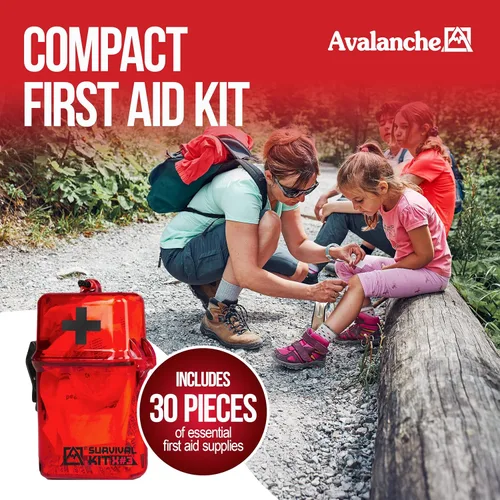 Miniatura 2 de Avalanche Mini botiquín de primeros auxilios, 30 piezas de suministros de emergencia en estuche impermeable para el hogar, coche, viajes, deportes