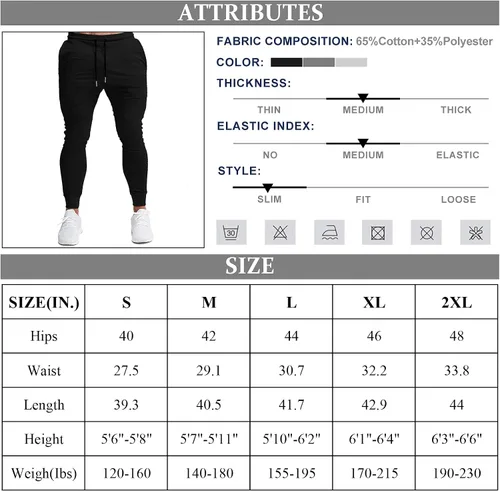 Miniatura 6 de BUXKR - Pantalones deportivos ajustados con bolsillos profundos para hombre, para gimnasio, correr y fisioculturismo