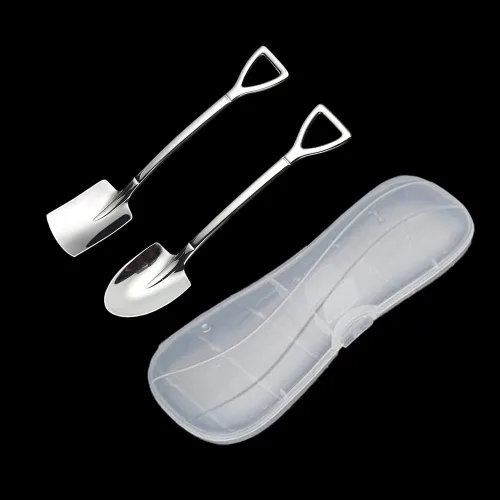 Miniatura 6 de Juego de cucharas de pala – 2 cucharas de postre de acero inoxidable para helado, café, té