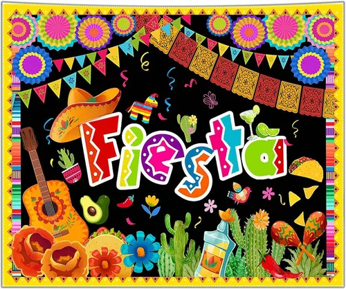 Avezano Telón de fondo de fiesta para fiesta – Cartel de cabina de fotos de cumpleaños con temática mexicana, decoraciones de fiesta de Luau Cinco