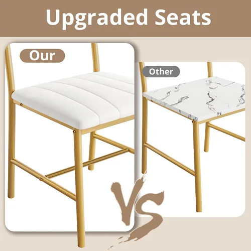 Miniatura 5 de Conjunto de mesa de comedor IRONCK para 4, mesa de cocina con banco tapizado y 2 sillas, juego de mesa y sillas de cocina para espacios pequeños