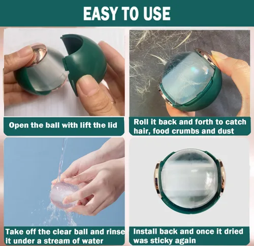 Miniatura 5 de CALMTEE Bola de rodillo de pelusa de gel reutilizable, rodillo de pelusa lavable pegajoso, portátil, para perros pequeños, gatos, mascotas, Rosa