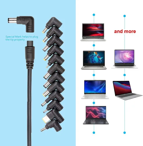 Miniatura 5 de Cargador universal para portátil con pantalla LCD de 90 W, adaptador de CA delgado cable de fuente de alimentación con puerto USB 5V2.1A