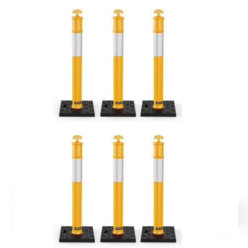 Miniatura 9 de BATTIFE Poste delineador de 45 pulgadas con base, conos de delineador de tráfico naranja con collar reflectante para práctica de conducción