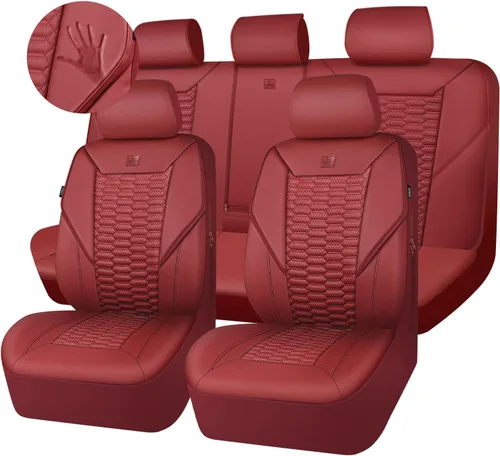 Miniatura 25 de CAR PASS Juego completo de fundas para asientos de automóvil de espuma 3D y cuero PU, lujosas fundas para asientos de cuero sintético transpirables