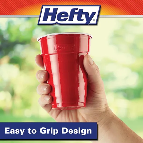 Miniatura 5 de Hefty - Vasos desechables de plástico rojos, 9 onzas, 50 unidades (paquete de 12), 600 en total