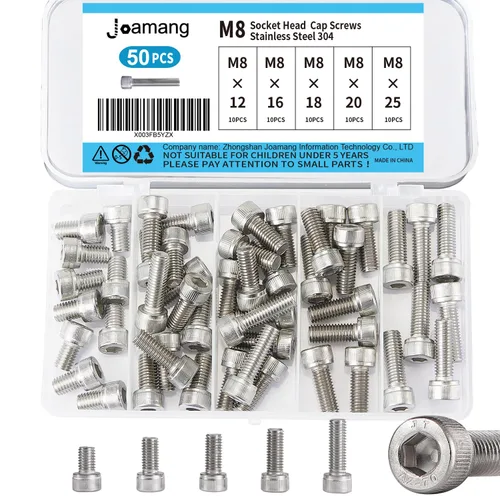 Miniatura 14 de Tornillos de cabeza de botón M8 x 0.472 in, 0.630 in, 0.709 in, 0.787 in, 0.984 in, acero inoxidable 304, unidad hexagonal Allen métrica, acabado