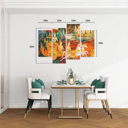 Miniatura 2 de obra maestra de la pintura tradicional tailandesa de estilo lienzo arte de pared pinturas colgantes ilustraciones modernas, impresiones abstractas