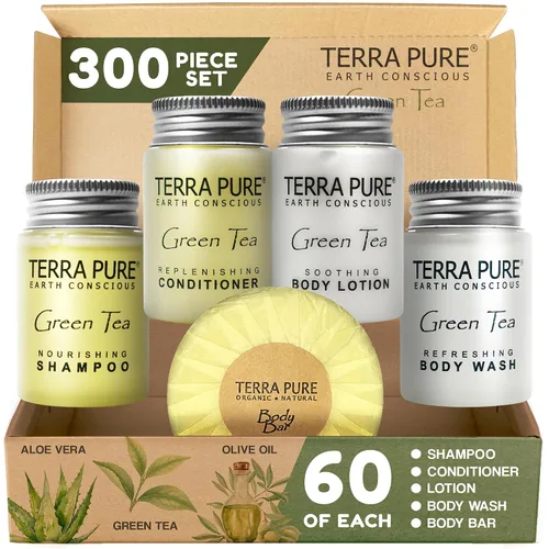Miniatura 12 de Terra Pure Juego de jabones y artículos de tocador para hotel a granel Kit de amenidades 1-Shoppe Champú y acondicionador de 1 oz, gel de baño