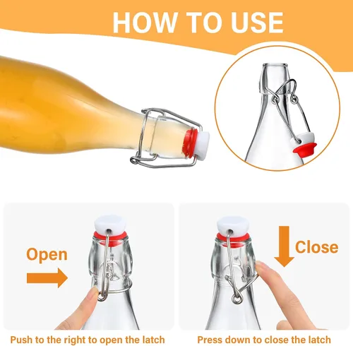 Miniatura 3 de Aoriher Paquete de 12 botellas de vidrio de 32 onzas con tapa abatible de 1 litro, botellas de cerveza para el hogar, botellas de cerveza con cierre