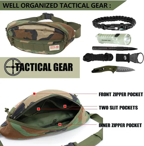 Miniatura 4 de Rough Enough - Riñonera cruzada para hombre, Camo, Riñonera de camuflaje militar