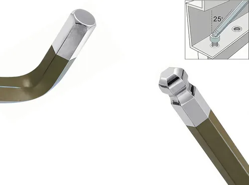 Miniatura 4 de Llave Allen de llave hexagonal de extremo de bola de 0.059 in, llave hexagonal interna, herramienta de reparación de acero S2 de brazo largo
