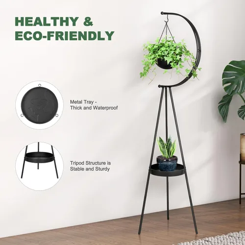Miniatura 4 de airogym Soporte para Plantas, Soporte de Metal para Plantas de Interior y Exterior, Estante Moderno de Hierro para Macetas de Flores, Estante
