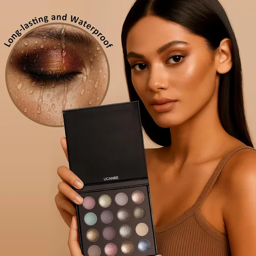 Miniatura 6 de UCANBE - Paleta de sombra de ojos horneada de 16 colores con 15 pinceles de maquillaje, sombra de ojos de mezcla mate y brillante para mujeres