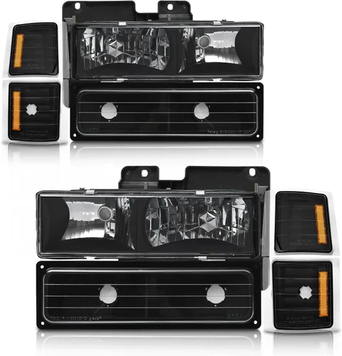 Miniatura 9 de 94-98 Chevy C/K 1500 - Faros delanteros cromados IP65 Waterproof, DOT/SAE, OE 5977459/5977460, HB3+HB4 Bulbs Not Included, Composite Headlamp