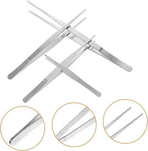 Miniatura 6 de 4 pinzas de acero inoxidable para jardinería suculenta, puntas curvas y rectas para proyectos de cuidado de plantas de precisión y herramientas
