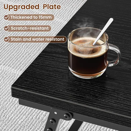Miniatura 6 de ALLSTAND Mesa auxiliar plegable para espacios pequeños, pestillos para las piernas, mesa de centro plegable portátil, resistente, sin montaje, mesas
