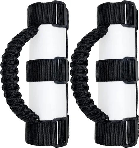 2 asas de agarre de barra antivuelco para Jeep Wrangler YJ TJ JK JKU JL JLU Sahara Rubicon X Sports Freedom & Unlimited 1987-2022 (Negro)