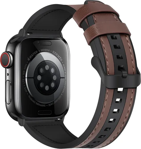 Miniatura 26 de Correas de cuero magnéticas compatibles con Apple Watch 42mm (Serie 10/11) 41mm 40mm 38mm para hombres y mujeres, cuero genuino con hebilla