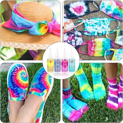 Miniatura 2 de Emooqi - Kit de teñido anudado de 32 colores, todo en 1, contiene 32 pigmentos de bolsa, bandas de goma, guantes, bolsa sellada, delantal y fundas