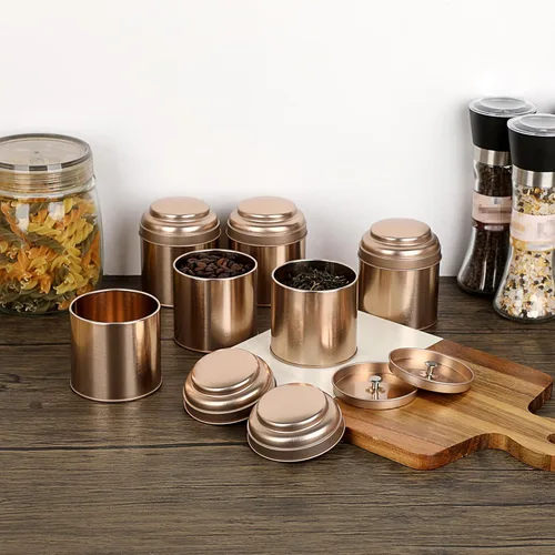 Miniatura 8 de JUXYES Paquete de 6 latas de té con tapas dobles herméticas, 8 onzas líquidas, almacenamiento de té de hojas sueltas herméticas para almacenamiento