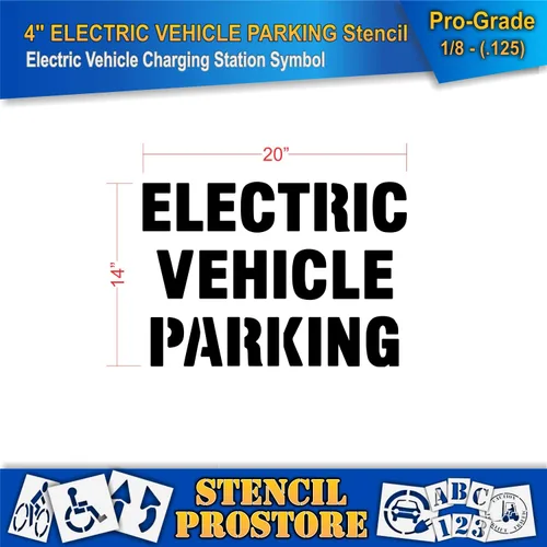 Miniatura 2 de Plantillas de pavimento – 4 pulgadas – Plantilla de estacionamiento de vehículos eléctricos – 14 x 20 x 1/8 pulgadas (128 mil) – Grado profesional