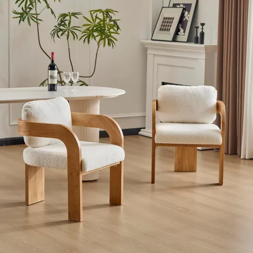 Miniatura 17 de Christopher Knight Home Yorick - Juego de 2 sillas de comedor modernas con cojín, juego de sillones de comedor de madera maciza, respaldo curvado