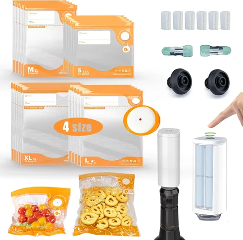 Miniatura 10 de Bolsas Sous Vide Reutilizables, Bolsa Selladora al Vacío para Alimentos Sin BPA, Bolsa con Cremallera al Vacío, 20 bolsas de almacenamiento