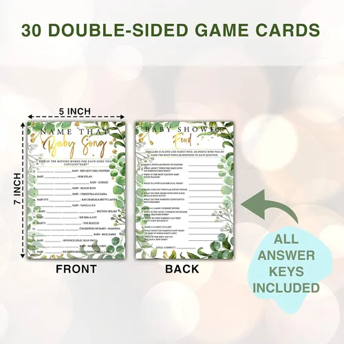 Miniatura 2 de Woodland - Juegos de baby shower, juegos de doble cara con nombre de esa canción de bebé y juego de peleas de bebé (paquete de 30) con 1 tarjeta