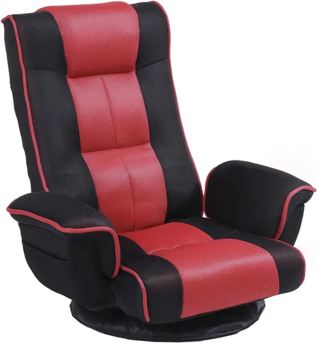 Miniatura 8 de Silla de suelo giratoria de 360 grados para juegos con reposabrazos, silla plegable de piso con respaldo acolchado de múltiples ángulos, sofá