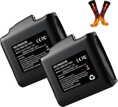 2 piezas de baterías de polímero de litio recargables de 5000 mAh 7.4 V. Baterías de polímero de litio recargables para guantes calefactables,