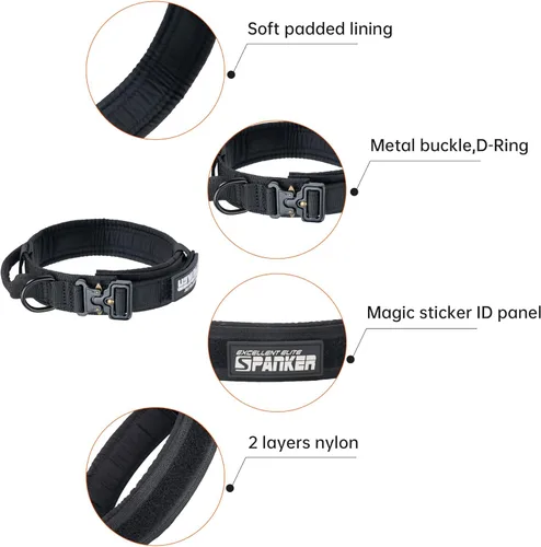 Miniatura 3 de EXCELLENT ELITE SPANKER - Collar táctico para perros de nailon ajustable, collar militar para entrenamiento de perros, hebilla de metal resistente
