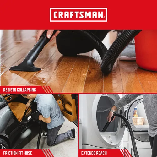 Miniatura 4 de CRAFTSMAN CMXZVBE38762 Kit de fijación de manguera de aspiradora húmeda y seca de 1-1/4 pulgadas x 6 pies, se adapta a la mayoría de aspiradoras