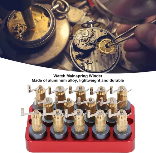 Miniatura 2 de FTVOGUE 14PCS Reloj Mainspring Winder Aleación de Aluminio Reloj Herramienta de Mantenimiento de Primavera Principal con Base para Relojero