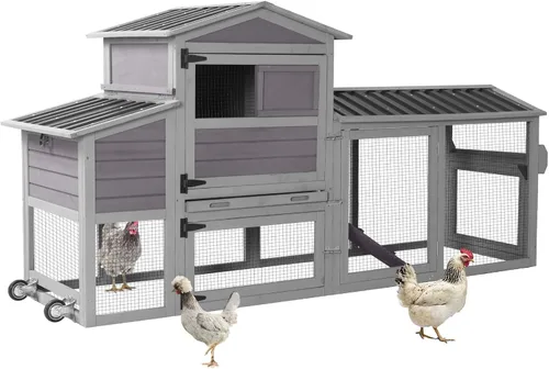 Miniatura 6 de Jaula de gallinero, casa grande para gallinero con jaula de aves de corral al aire libre para 8-10 pollos, súper grande (XXL)