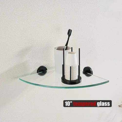Miniatura 5 de JQK TGS190L10-PB-P2 - Estante de pared flotante de acero inoxidable 304 para baño, 10 x 10 pulgadas, 2 unidades, color negro