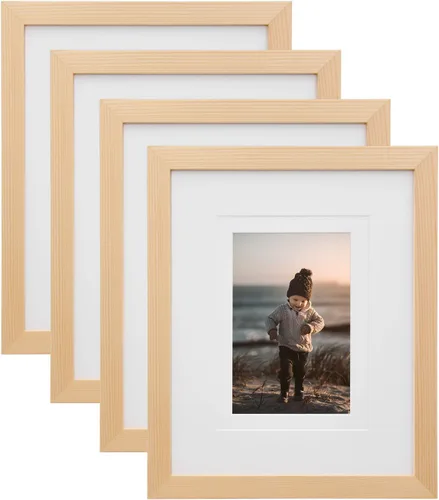KINLINK Marcos de fotos de 8 x 10 pulgadas, marcos de madera natural con plexiglás acrílico para fotos de 4 x 6/5 x 7 con paspartú o de 8 x 10
