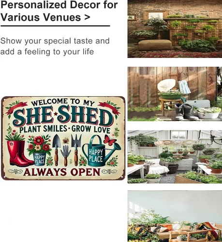 Miniatura 2 de Bestylez Regalos de Jardín Bienvenido a Mi Cobertizo, También Conocido Como la Sala de Jardinería Vintage, Letreros para Jardín en Casa, Ella
