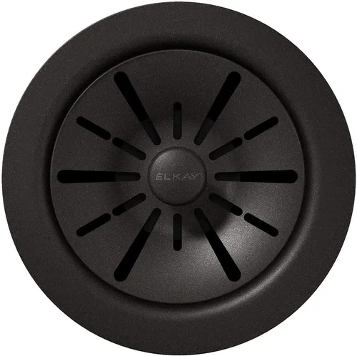 Elkay LKPDQD1BK Brida de eliminación de polímero de drenaje perfecto de cuarzo de 3-1/2 pulgadas con colador de cesta extraíble y tapón de goma,